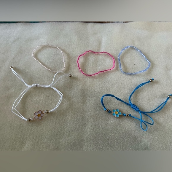 Other - Colorful Flower Charm Bracelets Set, 5 bracelets